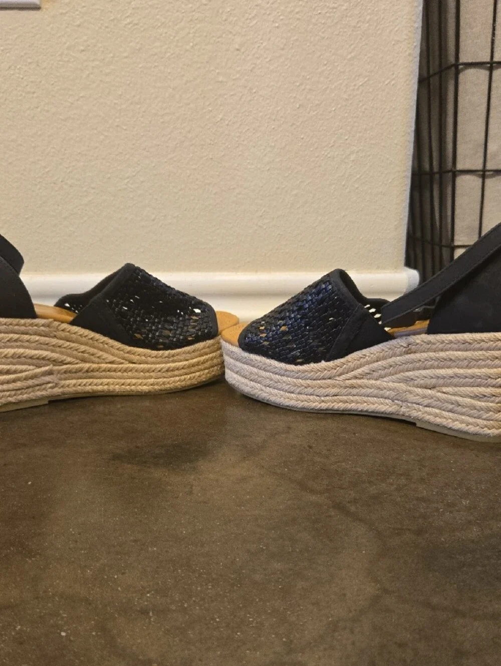 a.n.a Navy Woven Espadrille Platform Wedge Sandals